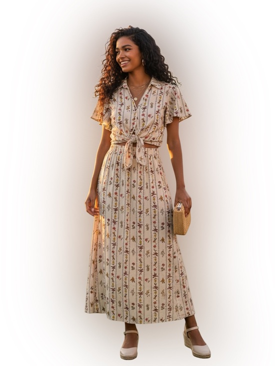 Philosophy Dresses & Skirts - NWT Philosophy Republic Clothing Floral Cotton 2-Piece Skirt Top Set Size Large